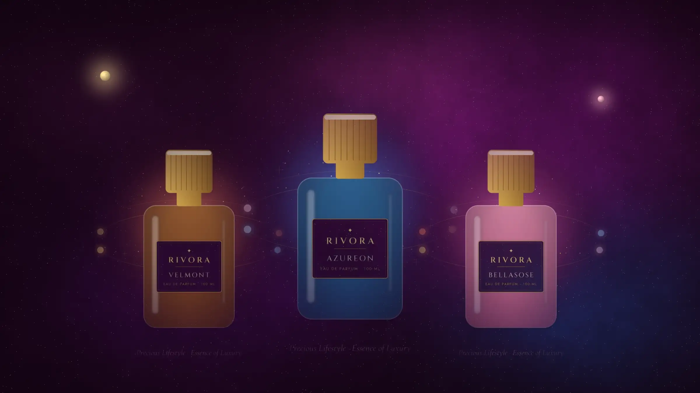 Azureon, Velmont and Bellasose standing together under a night sky
